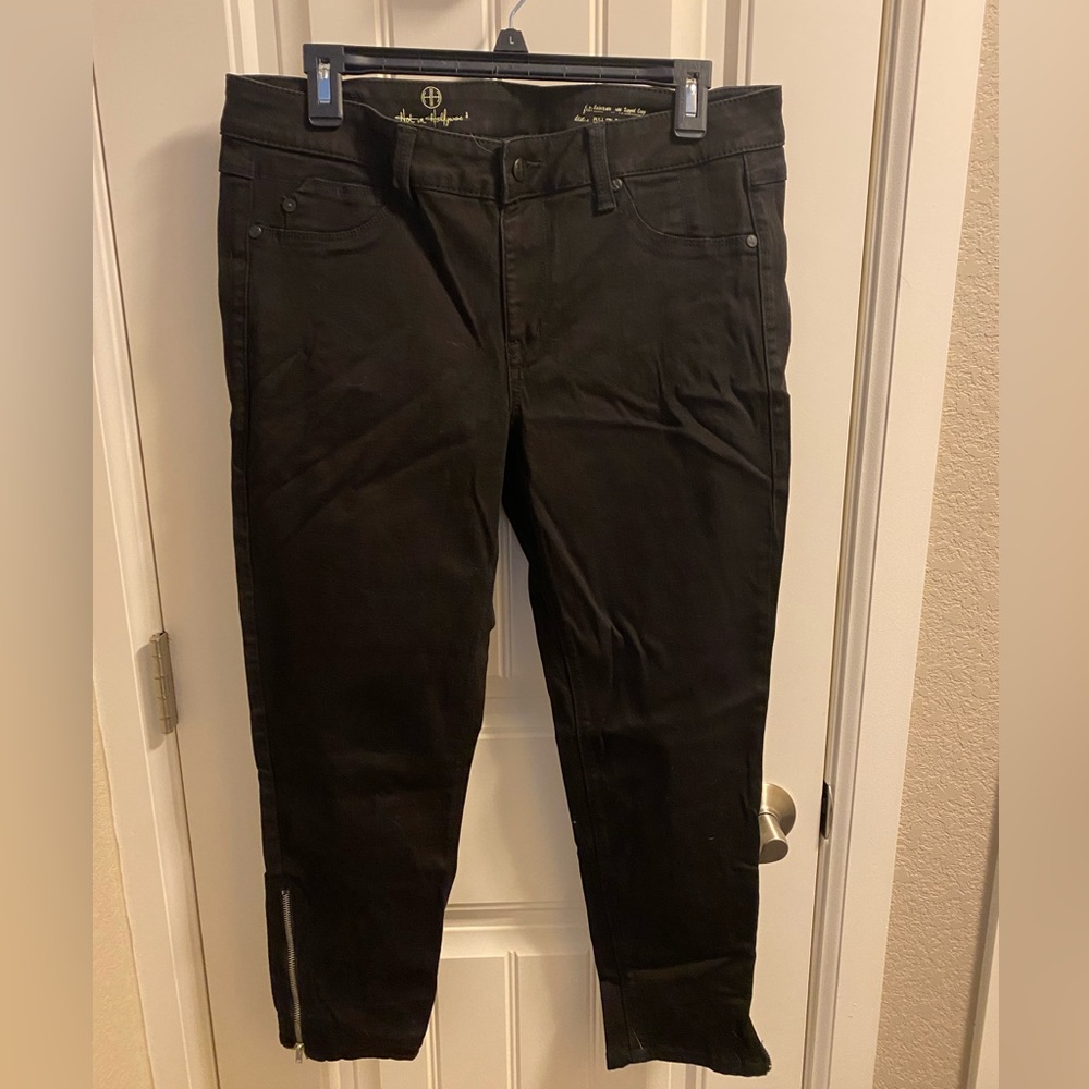 Hot In Hollywood L Pants Stretch Large Skinny Jeans Lg Crop Black Zip Ankle